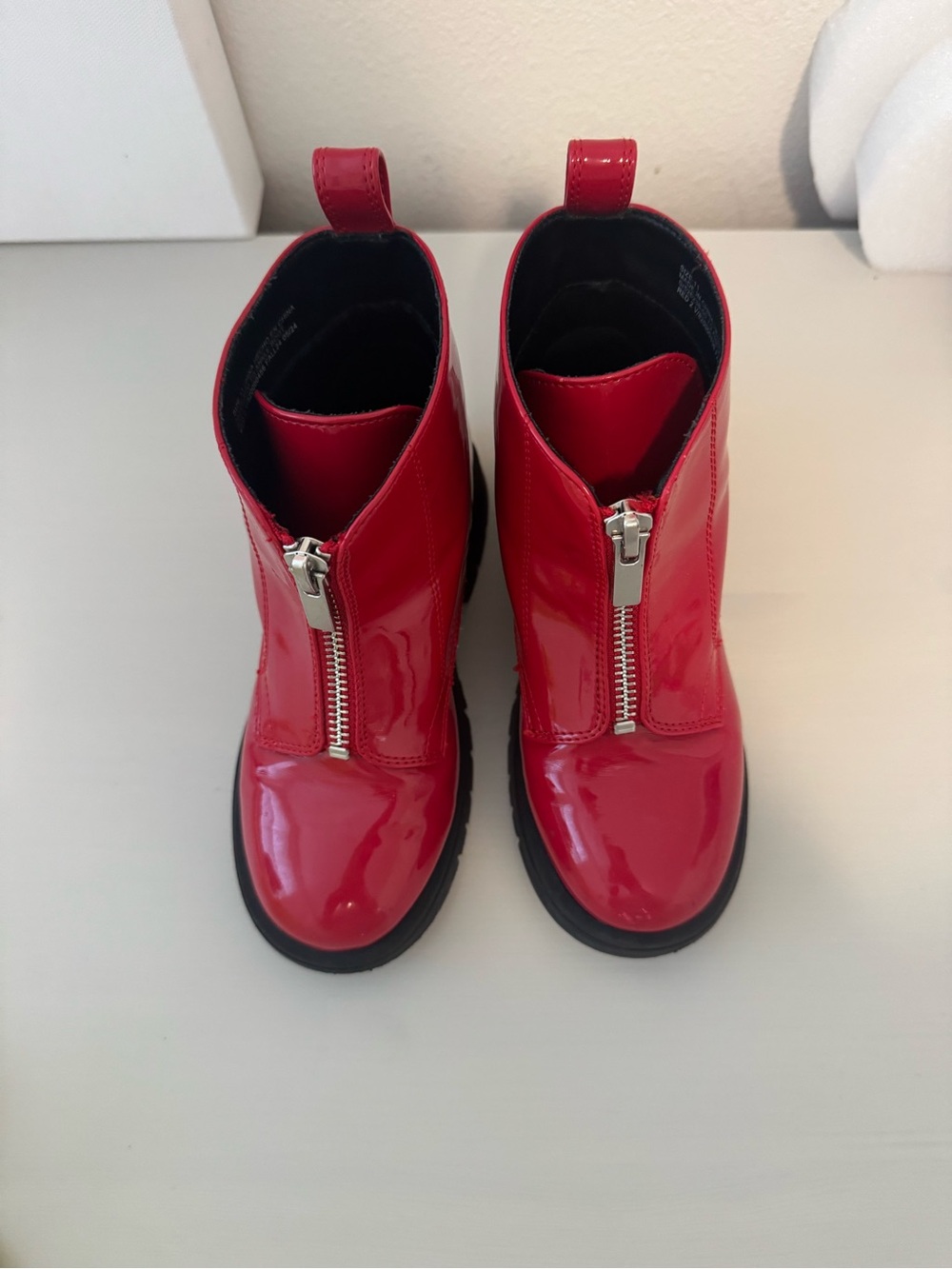 GAP Kids Red Patent Front-Zip Chelsea Boots